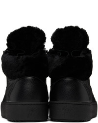 schwarze Leder niedrige Sneakers von Giuseppe Zanotti