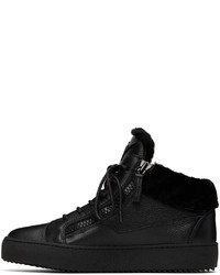 schwarze Leder niedrige Sneakers von Giuseppe Zanotti