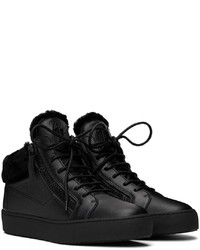 schwarze Leder niedrige Sneakers von Giuseppe Zanotti