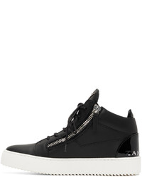 schwarze Leder niedrige Sneakers von Giuseppe Zanotti