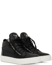 schwarze Leder niedrige Sneakers von Giuseppe Zanotti