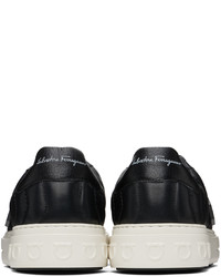 schwarze Leder niedrige Sneakers von Ferragamo