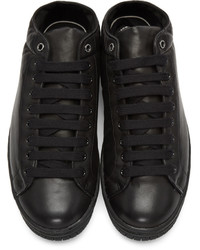 schwarze Leder niedrige Sneakers von Christian Peau