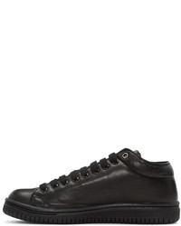 schwarze Leder niedrige Sneakers von Christian Peau