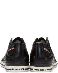 schwarze Leder niedrige Sneakers von Diesel