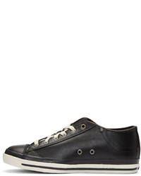 schwarze Leder niedrige Sneakers von Diesel