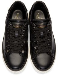 schwarze Leder niedrige Sneakers von Valentino