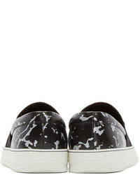 schwarze Leder niedrige Sneakers von Lanvin