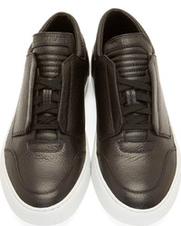schwarze Leder niedrige Sneakers von Helmut Lang
