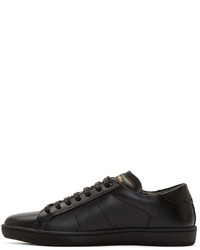 schwarze Leder niedrige Sneakers von Saint Laurent