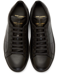 schwarze Leder niedrige Sneakers von Saint Laurent