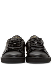 schwarze Leder niedrige Sneakers von Saint Laurent