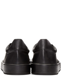 schwarze Leder niedrige Sneakers von Jil Sander