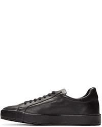 schwarze Leder niedrige Sneakers von Jil Sander