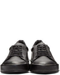 schwarze Leder niedrige Sneakers von Jil Sander