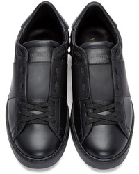 schwarze Leder niedrige Sneakers von Valentino