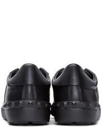 schwarze Leder niedrige Sneakers von Valentino