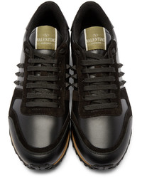 schwarze Leder niedrige Sneakers von Valentino