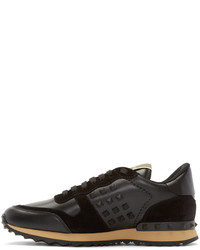 schwarze Leder niedrige Sneakers von Valentino