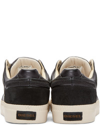 schwarze Leder niedrige Sneakers von Diesel