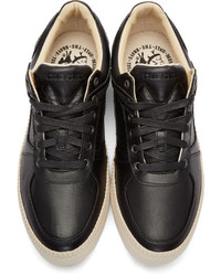 schwarze Leder niedrige Sneakers von Diesel