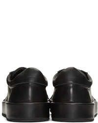 schwarze Leder niedrige Sneakers von Jil Sander