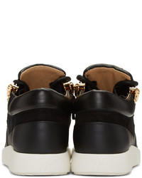 schwarze Leder niedrige Sneakers von Giuseppe Zanotti