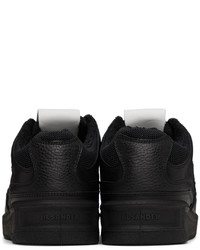 schwarze Leder niedrige Sneakers von Jil Sander