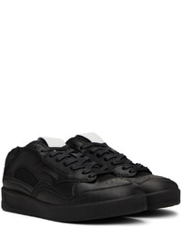 schwarze Leder niedrige Sneakers von Jil Sander