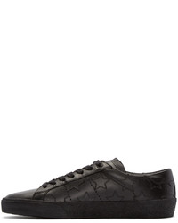 schwarze Leder niedrige Sneakers von Saint Laurent