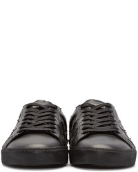 schwarze Leder niedrige Sneakers von Saint Laurent