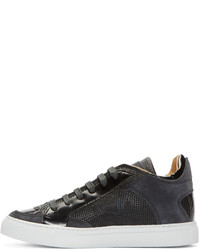 schwarze Leder niedrige Sneakers von MM6 MAISON MARGIELA