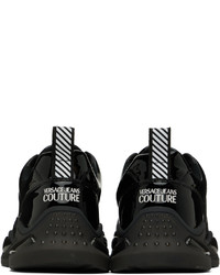 schwarze Leder niedrige Sneakers von VERSACE JEANS COUTURE