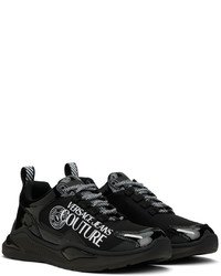 schwarze Leder niedrige Sneakers von VERSACE JEANS COUTURE