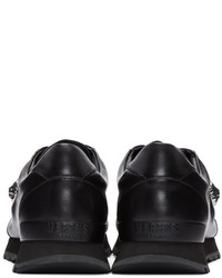 schwarze Leder niedrige Sneakers von Versus