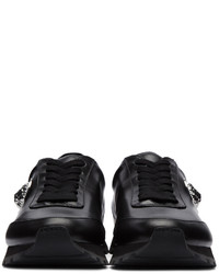 schwarze Leder niedrige Sneakers von Versus