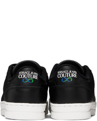 schwarze Leder niedrige Sneakers von VERSACE JEANS COUTURE