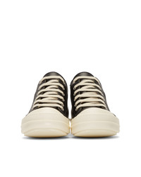 schwarze Leder niedrige Sneakers von Rick Owens