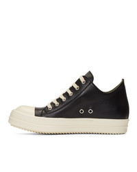 schwarze Leder niedrige Sneakers von Rick Owens