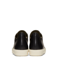 schwarze Leder niedrige Sneakers von Rick Owens