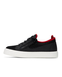 schwarze Leder niedrige Sneakers von Giuseppe Zanotti