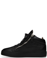 schwarze Leder niedrige Sneakers von Giuseppe Zanotti