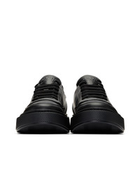 schwarze Leder niedrige Sneakers von Prada