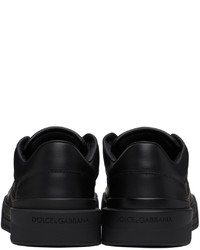 schwarze Leder niedrige Sneakers von Dolce & Gabbana