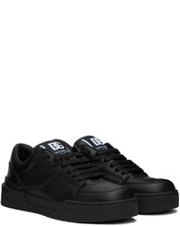 schwarze Leder niedrige Sneakers von Dolce & Gabbana