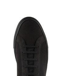 schwarze Leder niedrige Sneakers von Common Projects