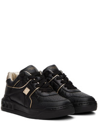 schwarze Leder niedrige Sneakers von Valentino Garavani