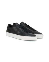 schwarze Leder niedrige Sneakers von Common Projects