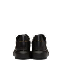 schwarze Leder niedrige Sneakers von Alexander McQueen