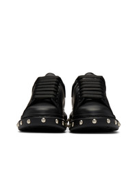 schwarze Leder niedrige Sneakers von Alexander McQueen